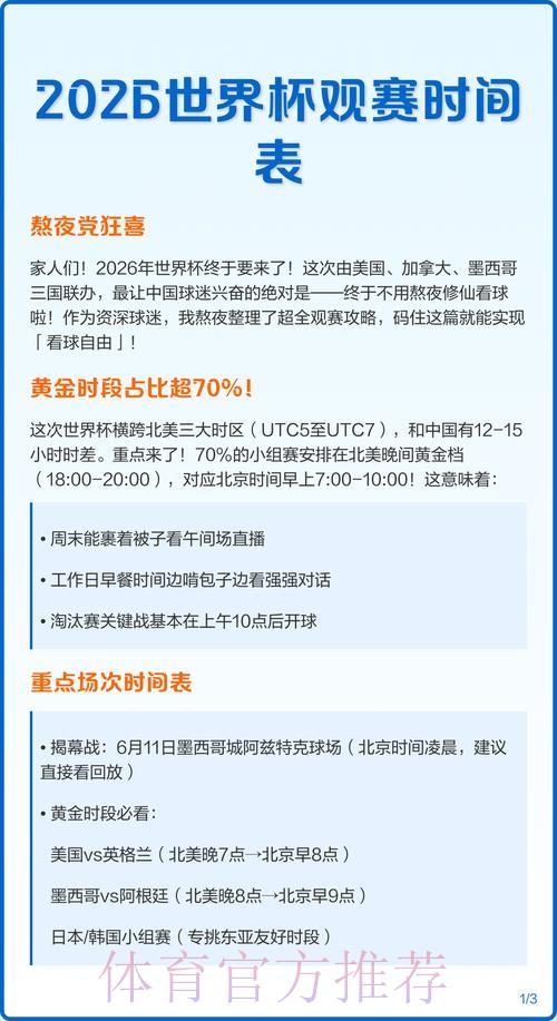 2026年世界杯赛事直播时间安排最新版 2026年世界杯赛事直播时间安排最新版